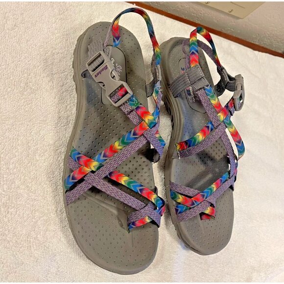 Skechers Women's Reggae Bright Direction Rainbow Sport Sandal Shoe Size 7 - Picture 4 of 10
